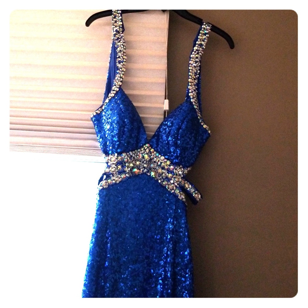 Royal blue Faviana gown.